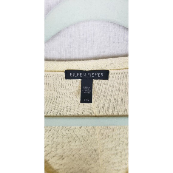 Eileen Fisher Knit Top Sweater L Organic Linen Cotton Slub Butter Yellow Casual - Picture 3 of 5